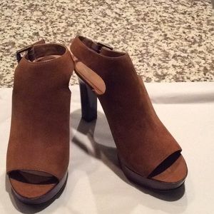 Lauren Ralph Lauren Suede Peep Toe Open Heel Shoes